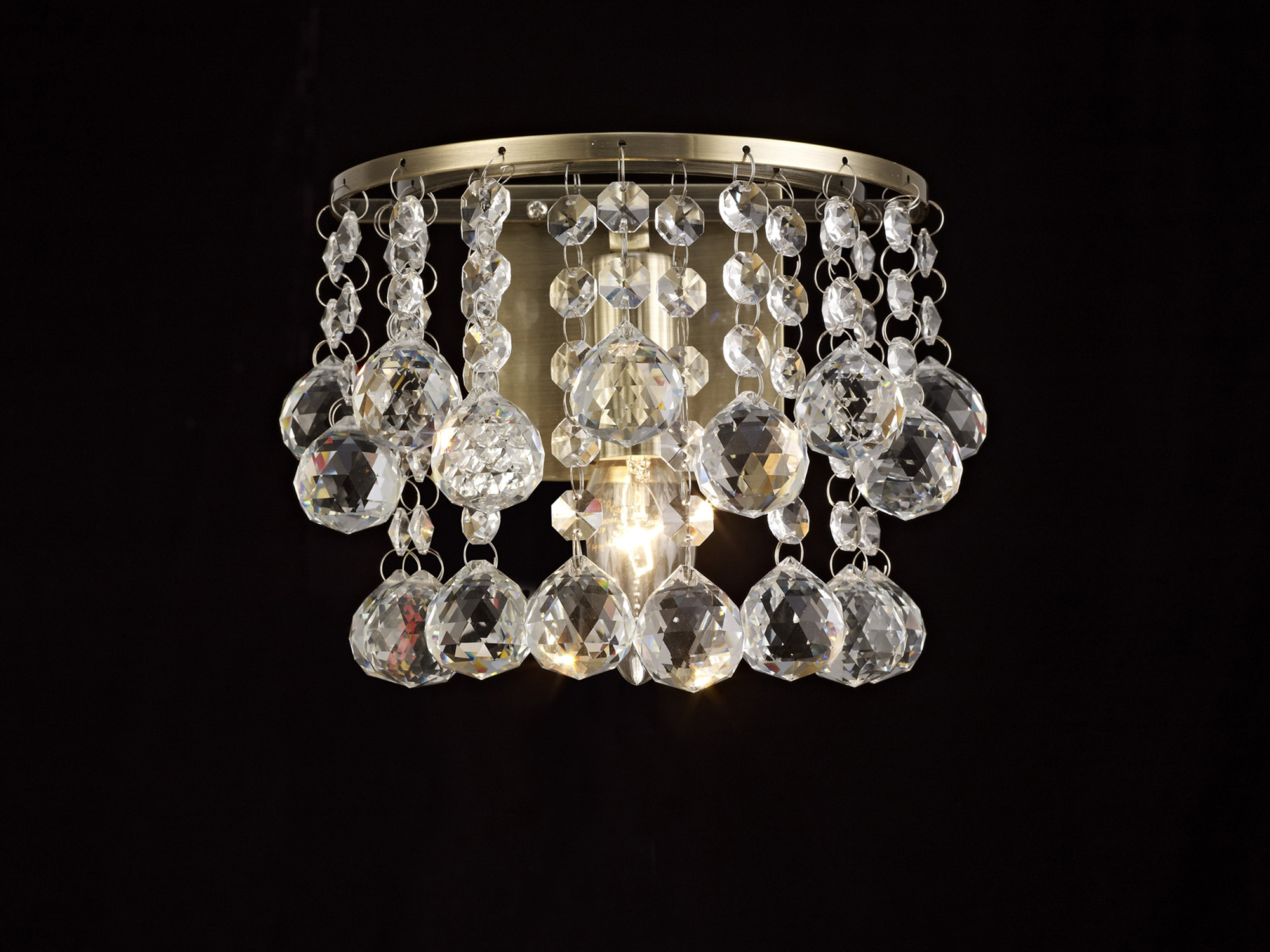 Acton Crystal Wall Lights Deco Flush Crystal Wall Lights